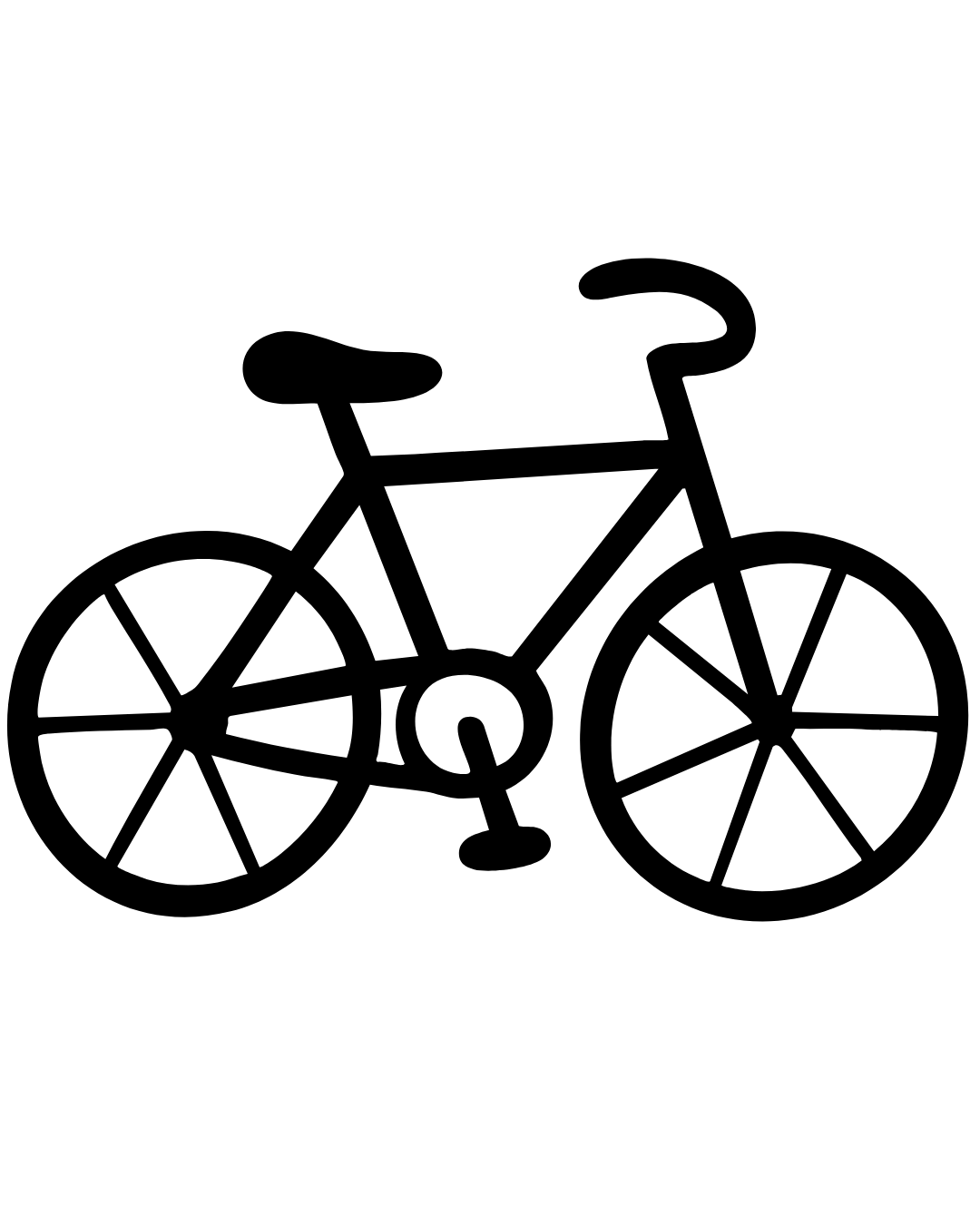 Schwarzes Fahrradsymbol auf weißem Hintergrund.